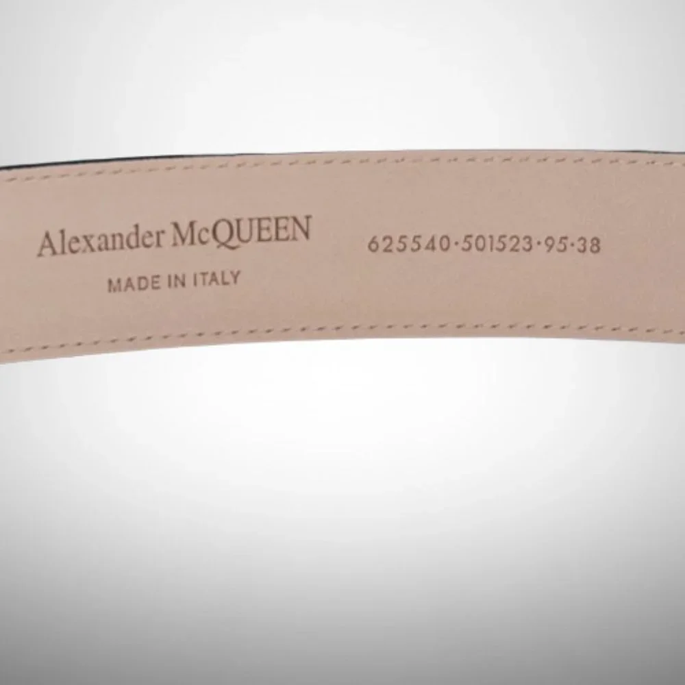 ALEXANDER MCQUEEN Men's The Gold Tone Buckle Belt in Black Calfskin Leather - Picture 7 of 8